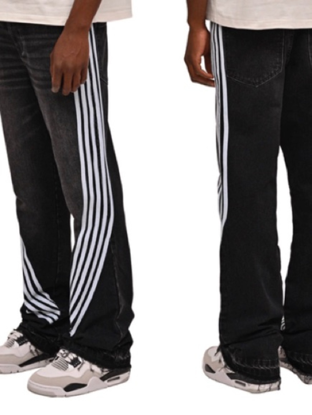 Men's Black Jeans with White Side Stripes